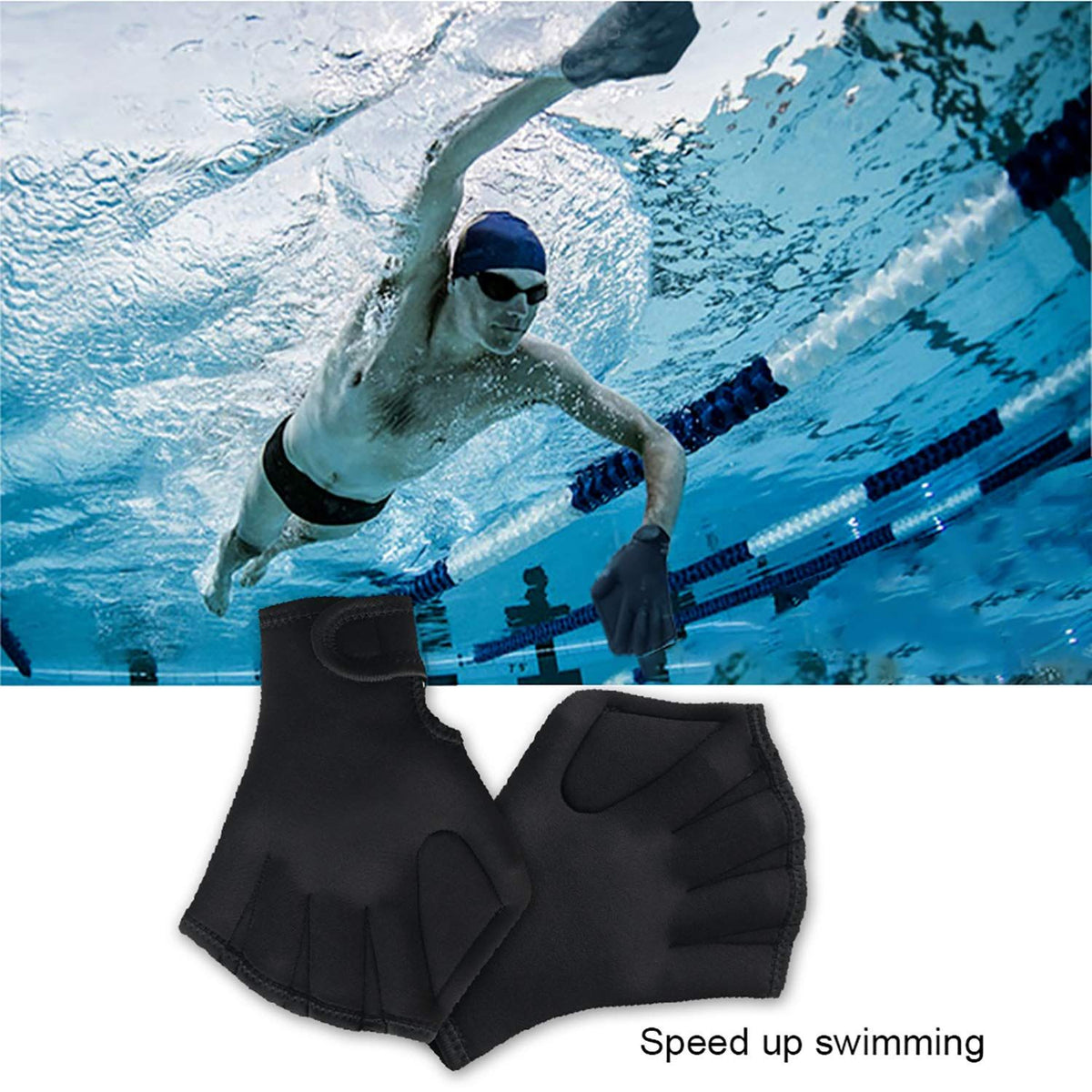 2 pcs Webbed Swimming Diving Paddles Gloves Aquatic Training Fitness Water Resistance in The Water Swim Aqua Fingerless Kayaking