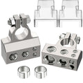 Battery Terminals, Positive Negative Battery Terminal Connectors, with 2 Clear Covers and Shims,Auto Car Audio Marine Boat