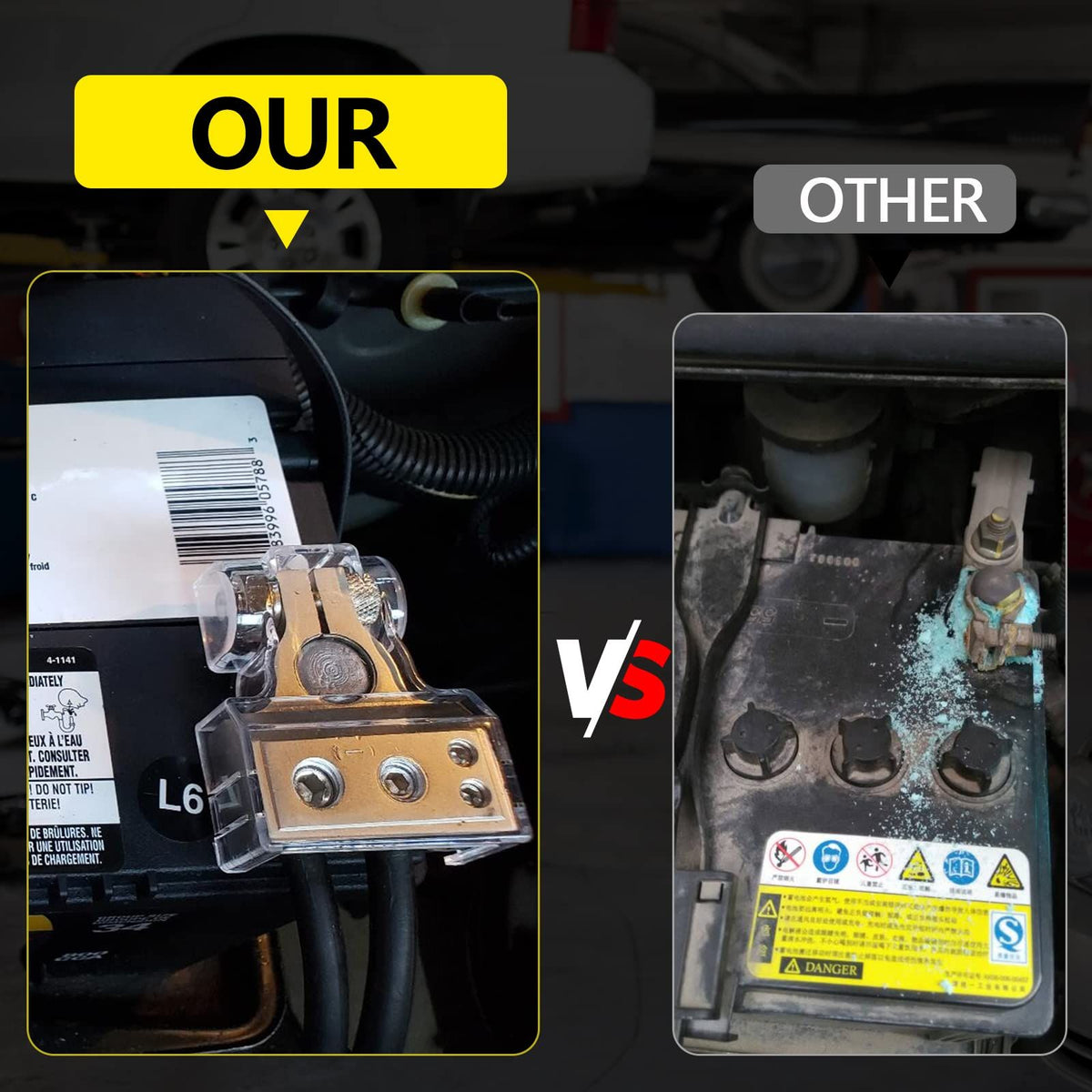 Battery Terminals, Positive Negative Battery Terminal Connectors, with 2 Clear Covers and Shims,Auto Car Audio Marine Boat