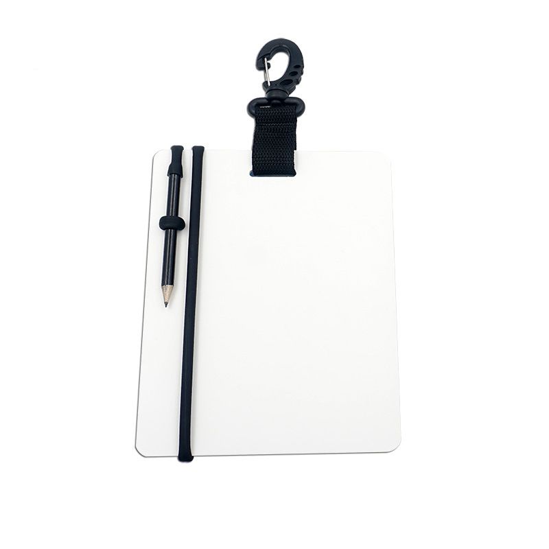 Diving writing board equipment with rotating clip and pencil, suitable for water sports such as diving and swimming