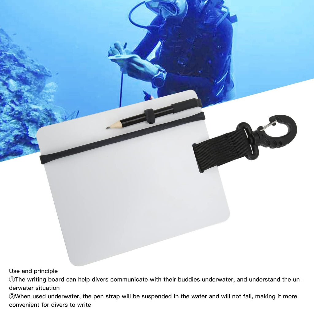 Diving writing board equipment with rotating clip and pencil, suitable for water sports such as diving and swimming