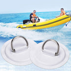 4 Pieces Pad/Patch D Rings for PVC Inflatable Boat Canoe Raft Stainless Steel D-Ring Patch Dinghy Kayak Surfboard Paddle Board
