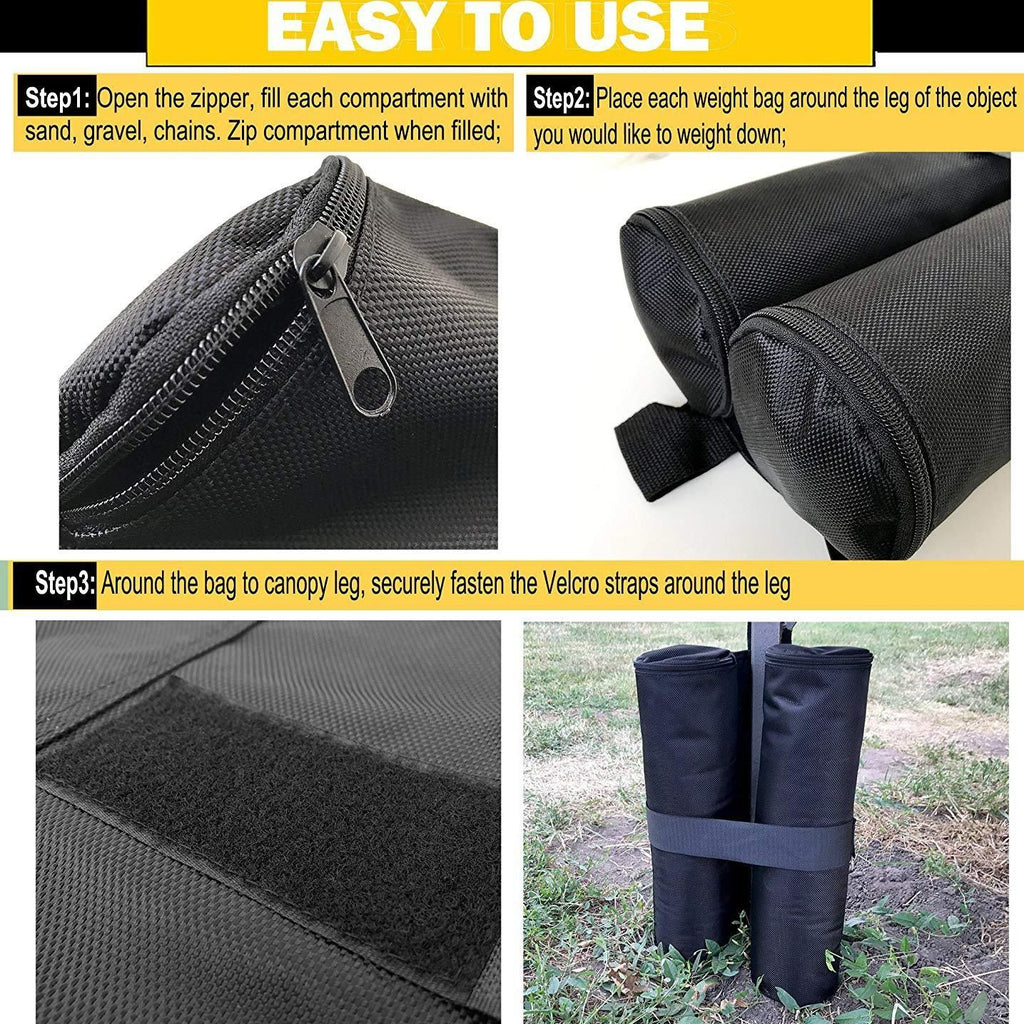 4-Pack Canopy Weights Sand Bags for Canopy Tent, Heavy Duty Weight Bags Sandbag for Pop Up Canopy Tents,(Bag Only)
