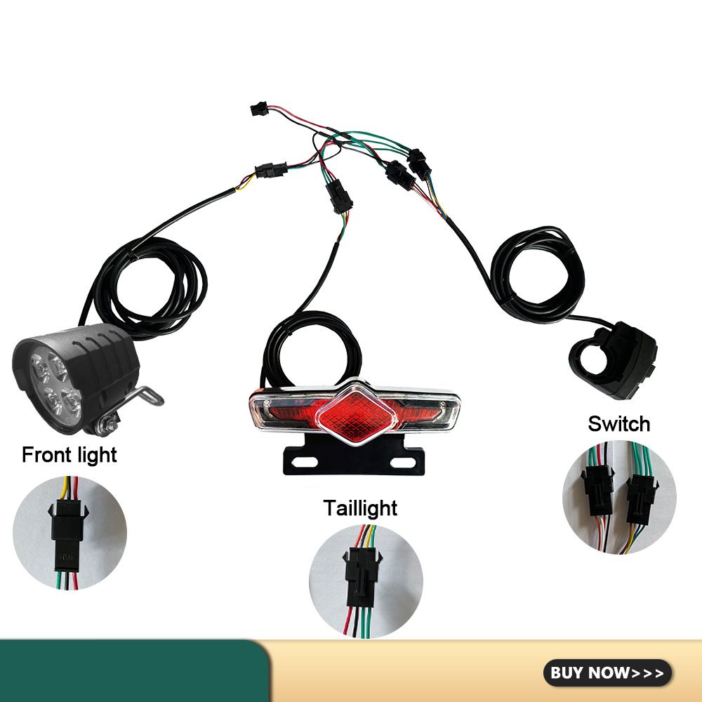 Headlight and Tail Light Sets, Headlight Front Rear Light Taillight with Horn for Electric Bicycle Series Motor