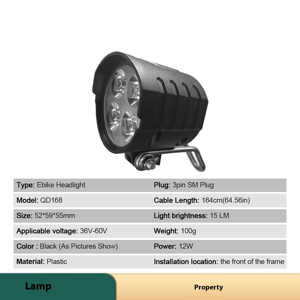 Headlight and Tail Light Sets, Headlight Front Rear Light Taillight with Horn for Electric Bicycle Series Motor
