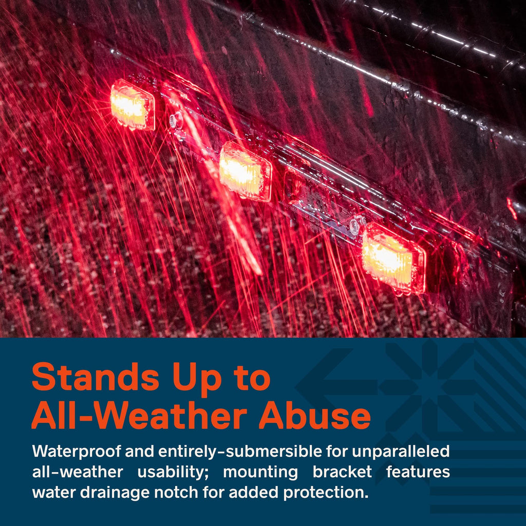 15" Inch 9 LED 3 Red Trailer Light Bar 12V Identification Running Marker ID Center Rear Tail Lightbar Strip