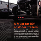 15" Inch 9 LED 3 Red Trailer Light Bar 12V Identification Running Marker ID Center Rear Tail Lightbar Strip