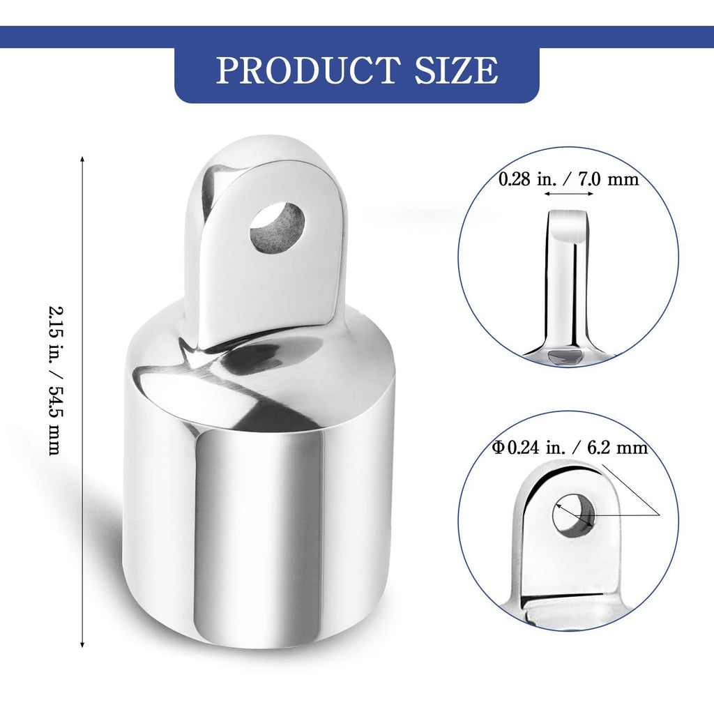 2 pcs Top Cap Eye End Boat Fitting, Stainless Steel Top Hardware , Marine Hardware Stainless Steel Top Fittings Boats Marine