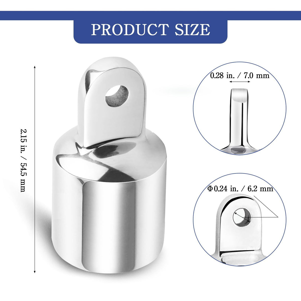 2 pcs Top Cap Eye End Boat Fitting, Stainless Steel Top Hardware , Marine Hardware Stainless Steel Top Fittings Boats Marine
