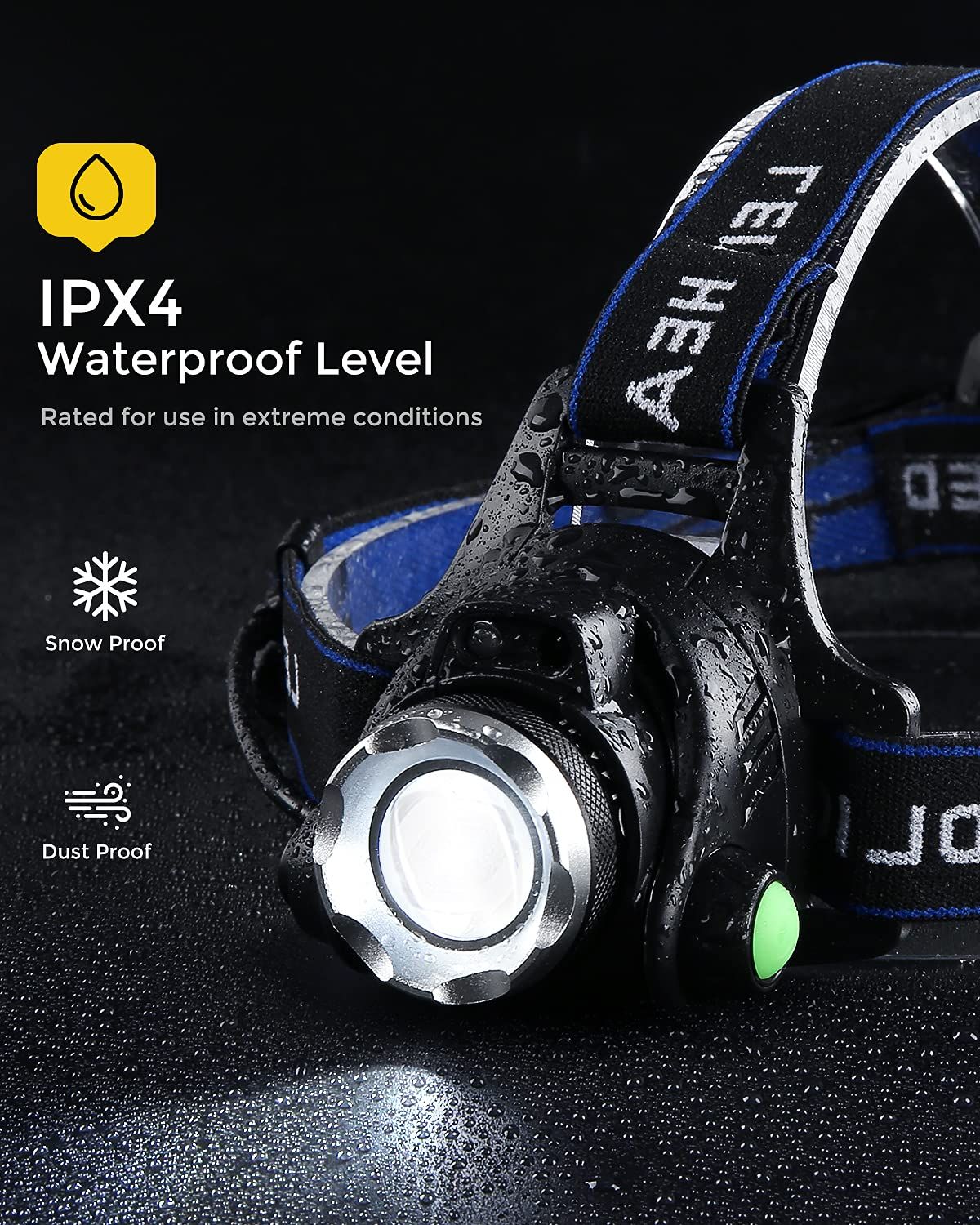 Headlamp Flashlight,Waterproof T004 Headlight with 4 Modes and Adjustable Headband, Perfect for Camping, Hiking,Outdoors,Hunting