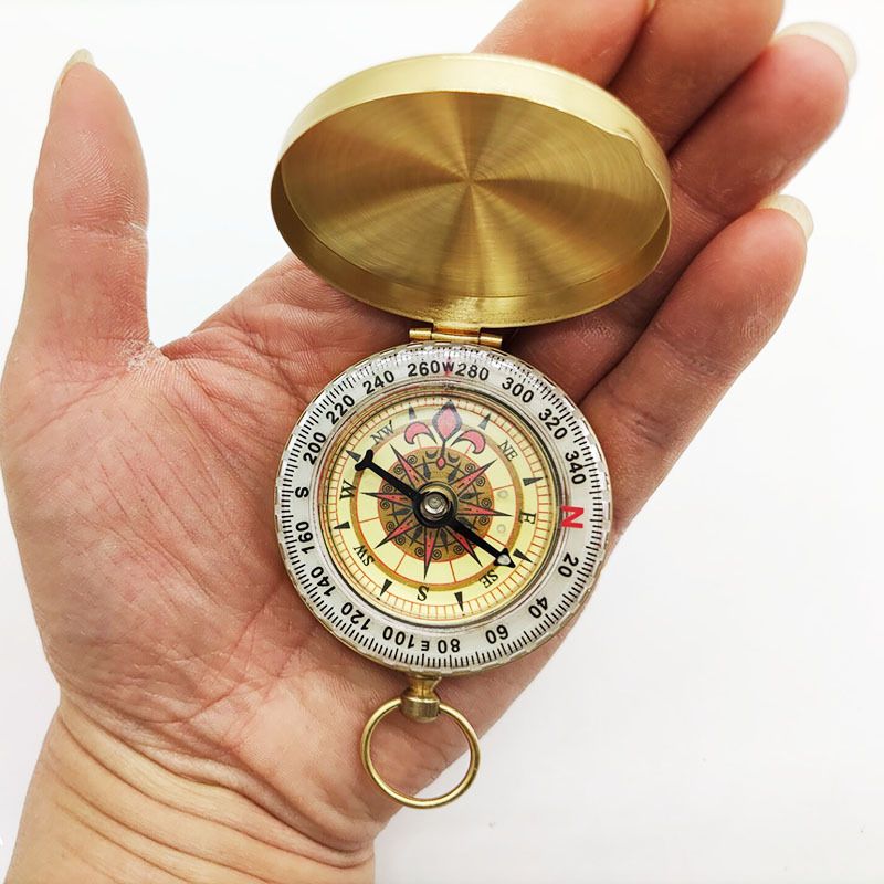 Gold Brass Pocket Compass for Camping, Hiking, Wilderness Backpacking, Survival Gear Pack Orienteering Hunting Navigation Tool