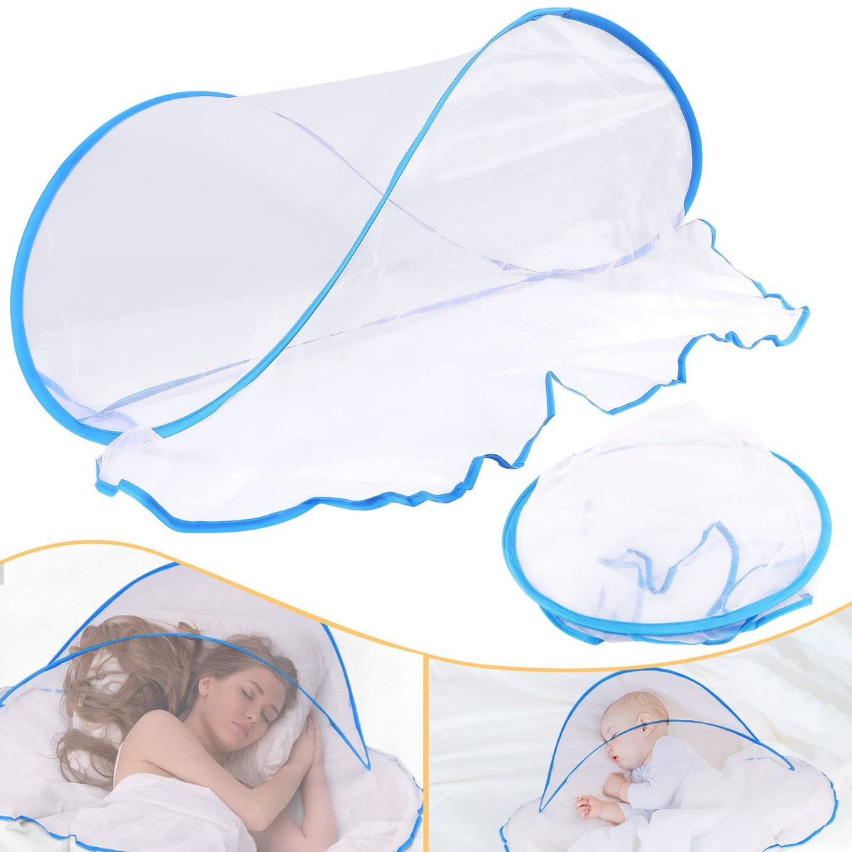 Portable Mosquito Net Tent, Folding Mosquito Head Net, Pop Up Mosquito Tent Netting for Bedding Camping Traveling Patio