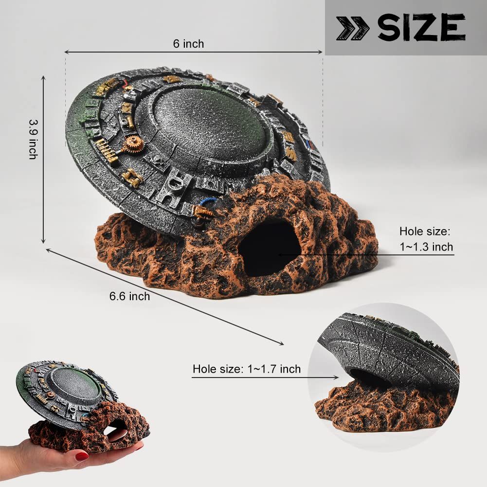 Aquarium UFO Decorations Crashed Spaceship Resin Ornaments Fish Tank Decorations The simulation spaceship is not deform
