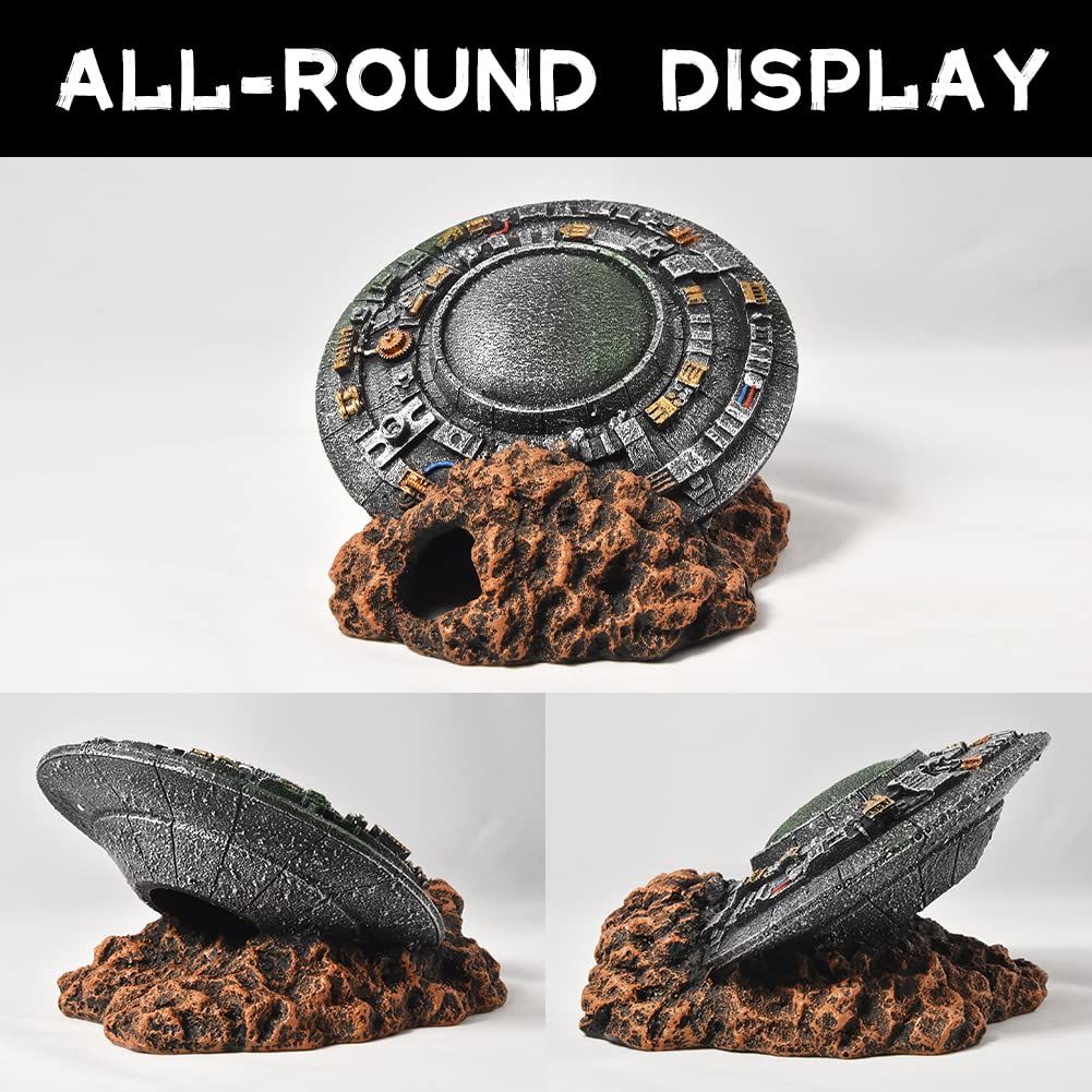 Aquarium UFO Decorations Crashed Spaceship Resin Ornaments Fish Tank Decorations The simulation spaceship is not deform