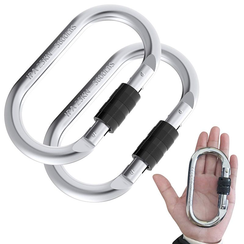 Climbing Carabiner(25kn=5600lbs),Heavy Duty Carabiner Clip,Multipurpose for Rigging,Hammocks,Not Suitable for Pull-up Bars(2pack)