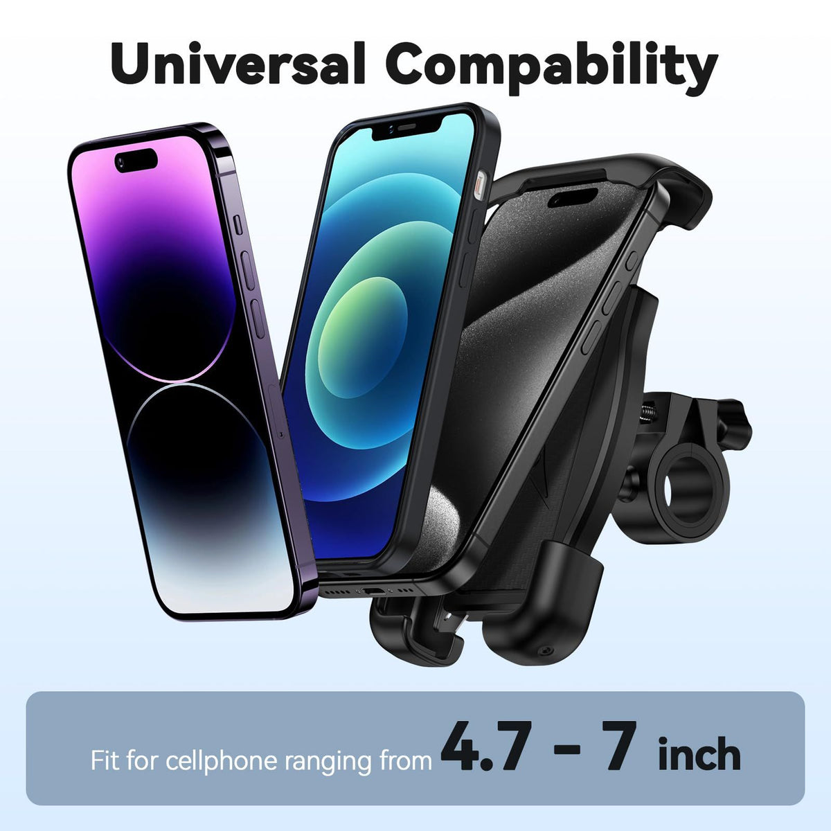 Bike Phone Holder, Handlebar Cell Phone Mount for Bicycle, Motorcycle, Ebike, Electric Scooter, Road Mountain Bike, Smartphone