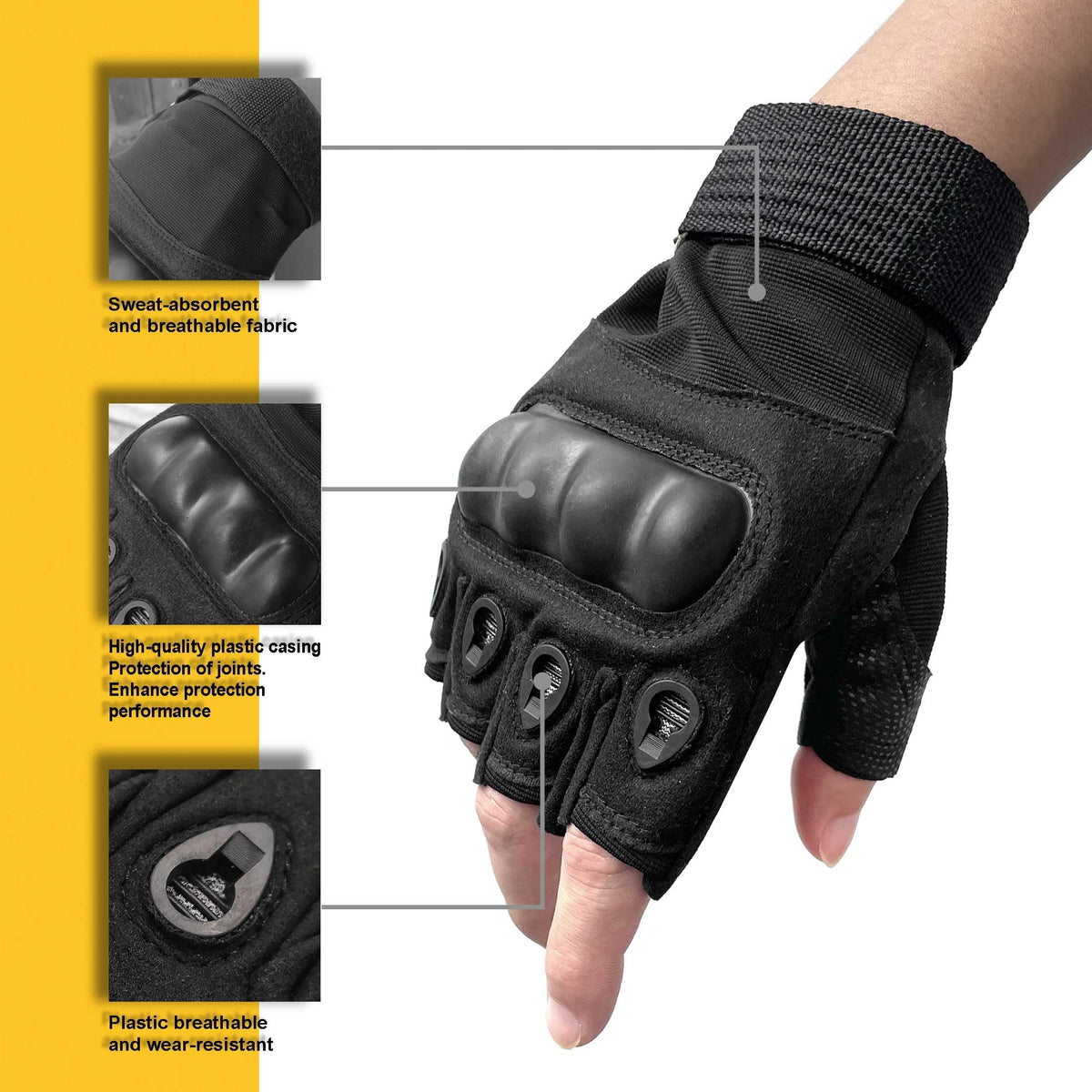 Sport Gloves (Half Finger) for Men, Outdoor Gloves for Outdoor Work, Climbing, Hiking, Camping
 Gloves for Shooting, Climbing