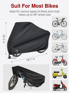 Bike Cover Outdoor Waterproof Bicycle Covers Rain Sun UV Dust Wind Proof with Lock Hole for Mountain Road Electric Bike