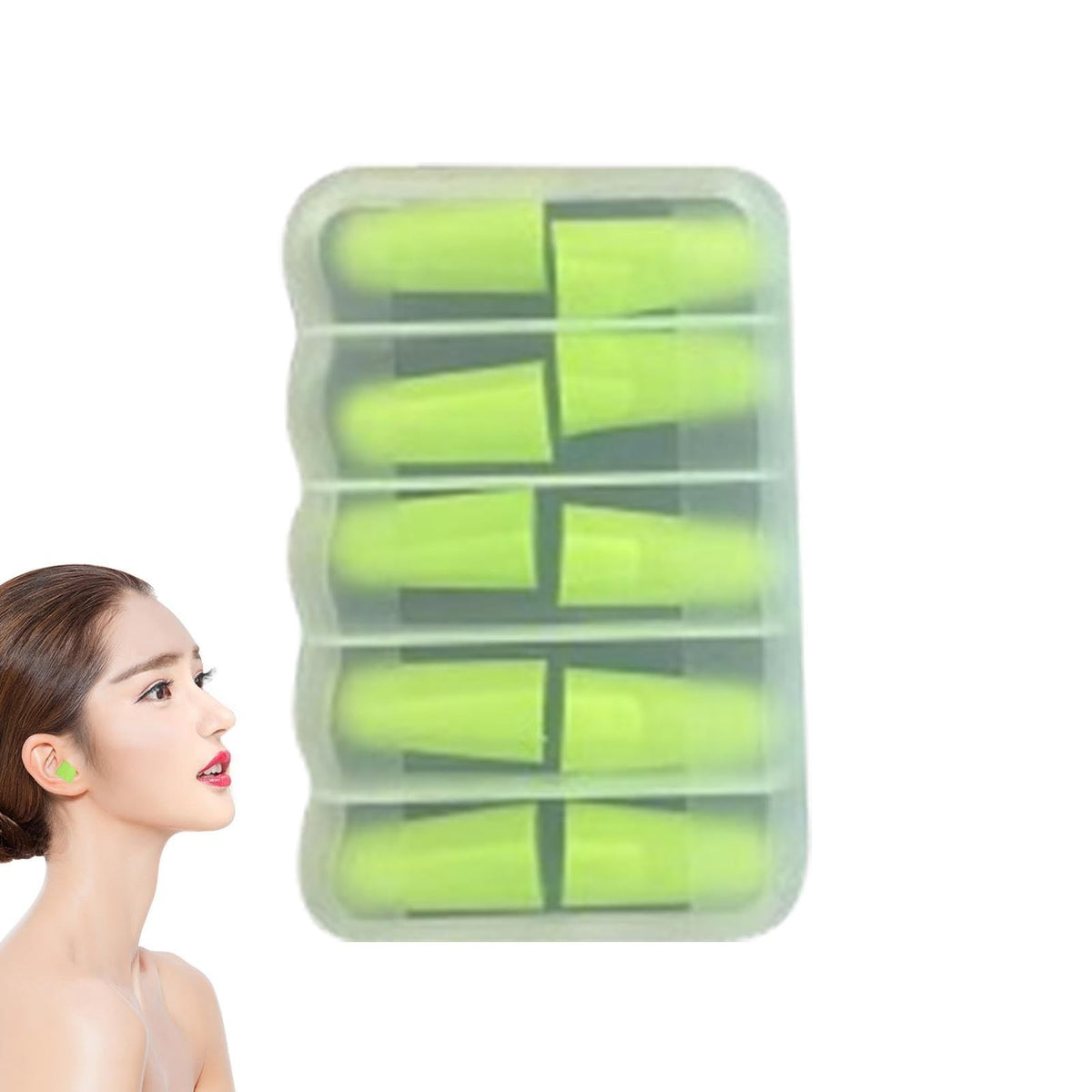 Soft Ear Plugs for Sleep Reusable Noise Cancelling Earplugs for Sleeping Shooting Airplanes Concerts Mowing, 5 Pairs (Green)