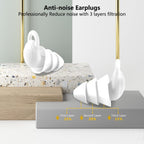Ear Plugs for Sleeping Noise Cancelling,Reusable Silicon Earplugs Noise Reduction for Work Snoring Swimming Concert Shooting-White