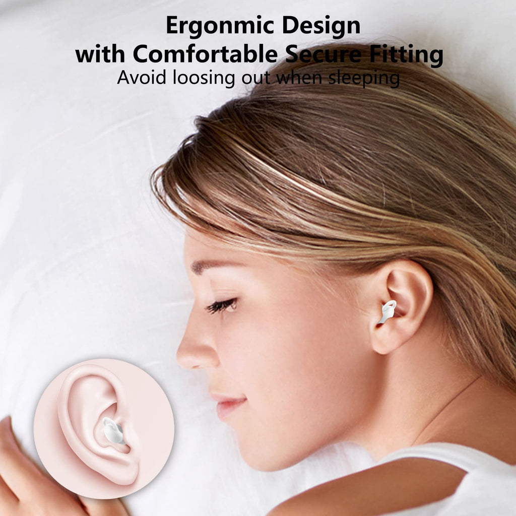 Ear Plugs for Sleeping Noise Cancelling,Reusable Silicon Earplugs Noise Reduction for Work Snoring Swimming Concert Shooting-White