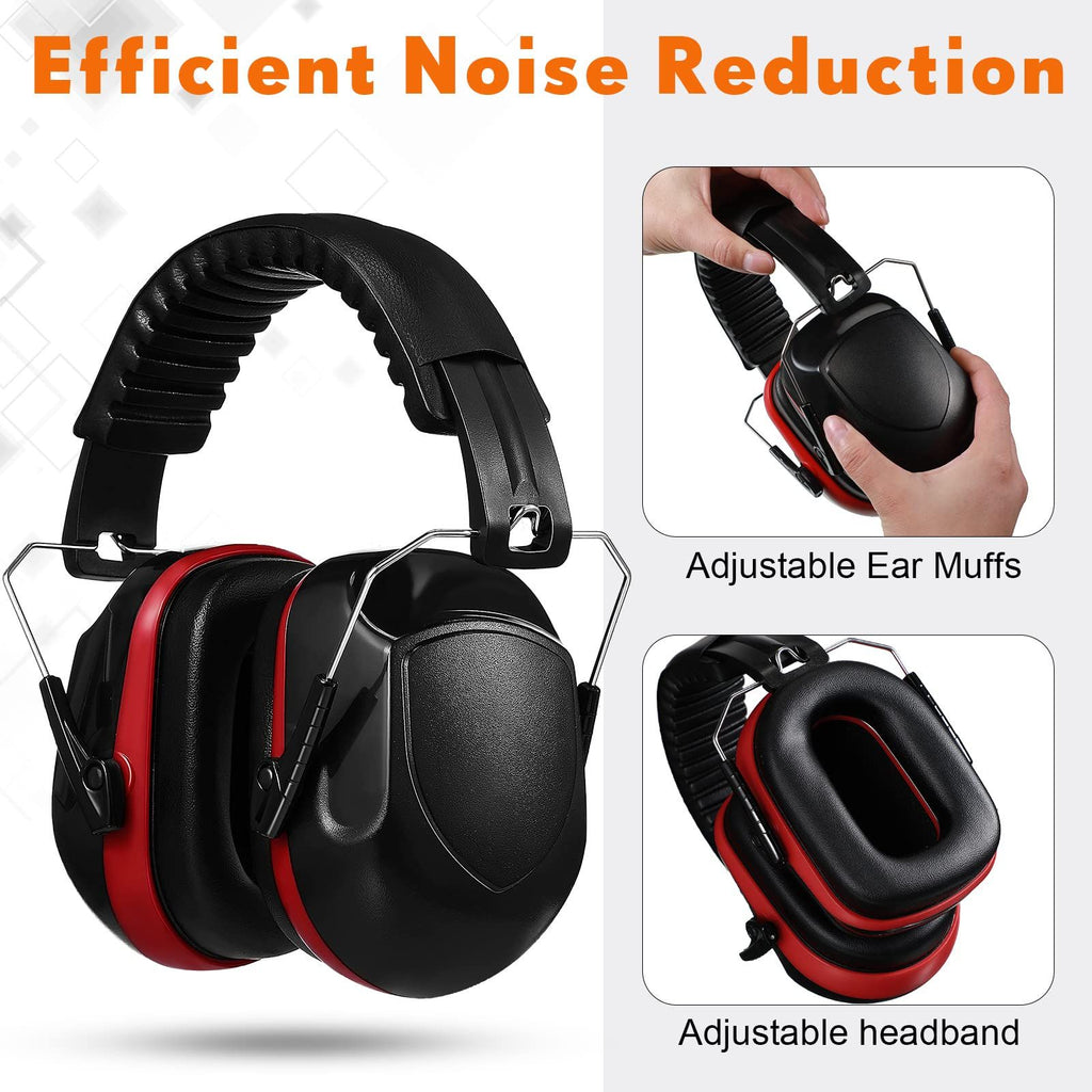 Noise Canceling Headphones For Shooting Ear Protection  Hearing Protection Ear Muffs for Noise Reduction,(Red, Black, Blue, 3 Pcs)