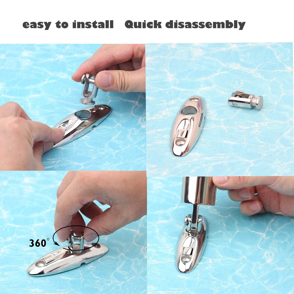Boat Top Swivel HingeStainless Steel Deck Side Mount Quick Release Hinge,Marine Hardware Accessories,Include Screws, Pack of 2