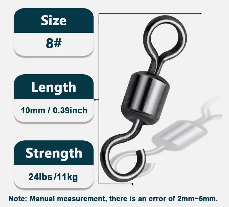 Pack of 3 Fishing Open Eye Rolling Swivel Quick Change Leader Line Connector，Dr.Fish Barrel  Fishing , Saltwater  Fishing Tackles