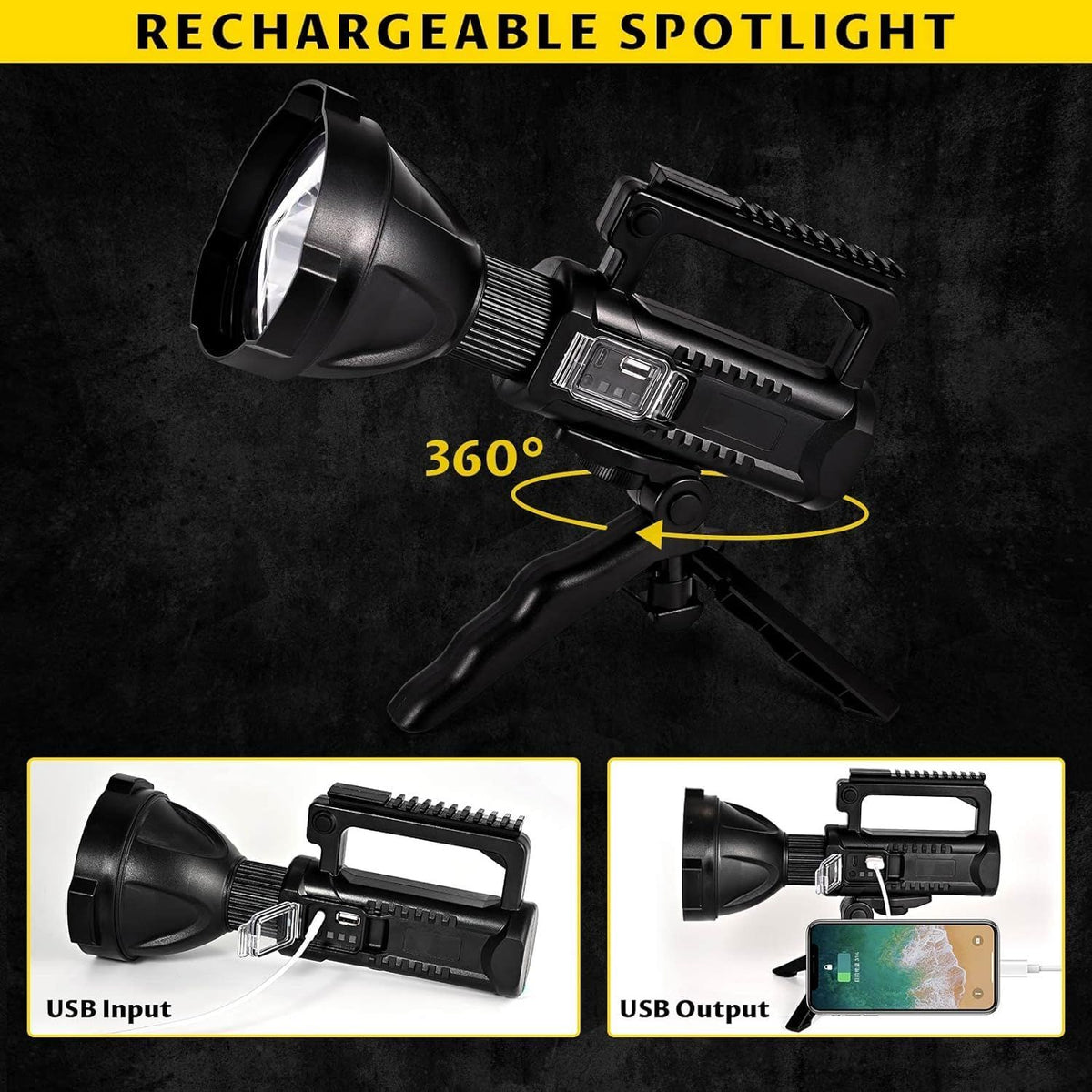 100000 Lumens Powerful Torch, Suitable for Outdoor Emergency, Camping, Fishing, Hunting and Other Multifunctional Lighting