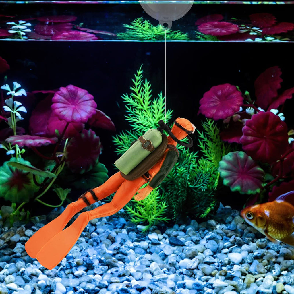 2PCS，Fish Tank Decorations Little Diver Decorative Ornament Floating Pendant for Creative Fish Tank Accessories