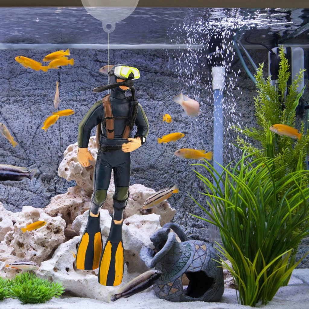 2PCS，Fish Tank Decorations Little Diver Decorative Ornament Floating Pendant for Creative Fish Tank Accessories