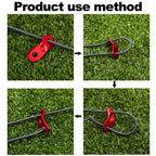 10PCS，Aluminum Alloy Guyline Cord Adjuster Tent Tensioners Rope Adjuster Tent Rope Adjusters for Outdoor Camping Hiking, Red