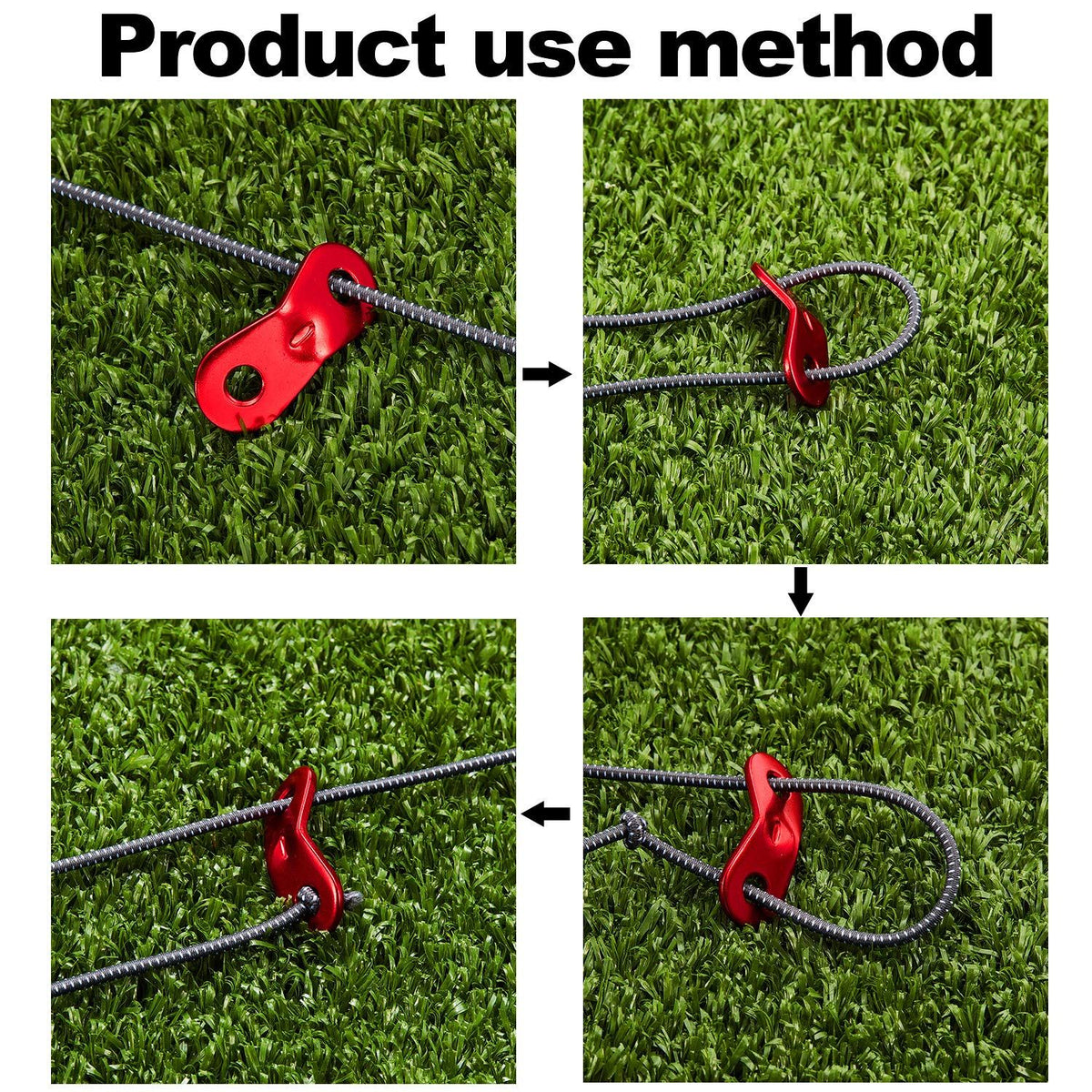 10PCS，Aluminum Alloy Guyline Cord Adjuster Tent Tensioners Rope Adjuster Tent Rope Adjusters for Outdoor Camping Hiking, Red
