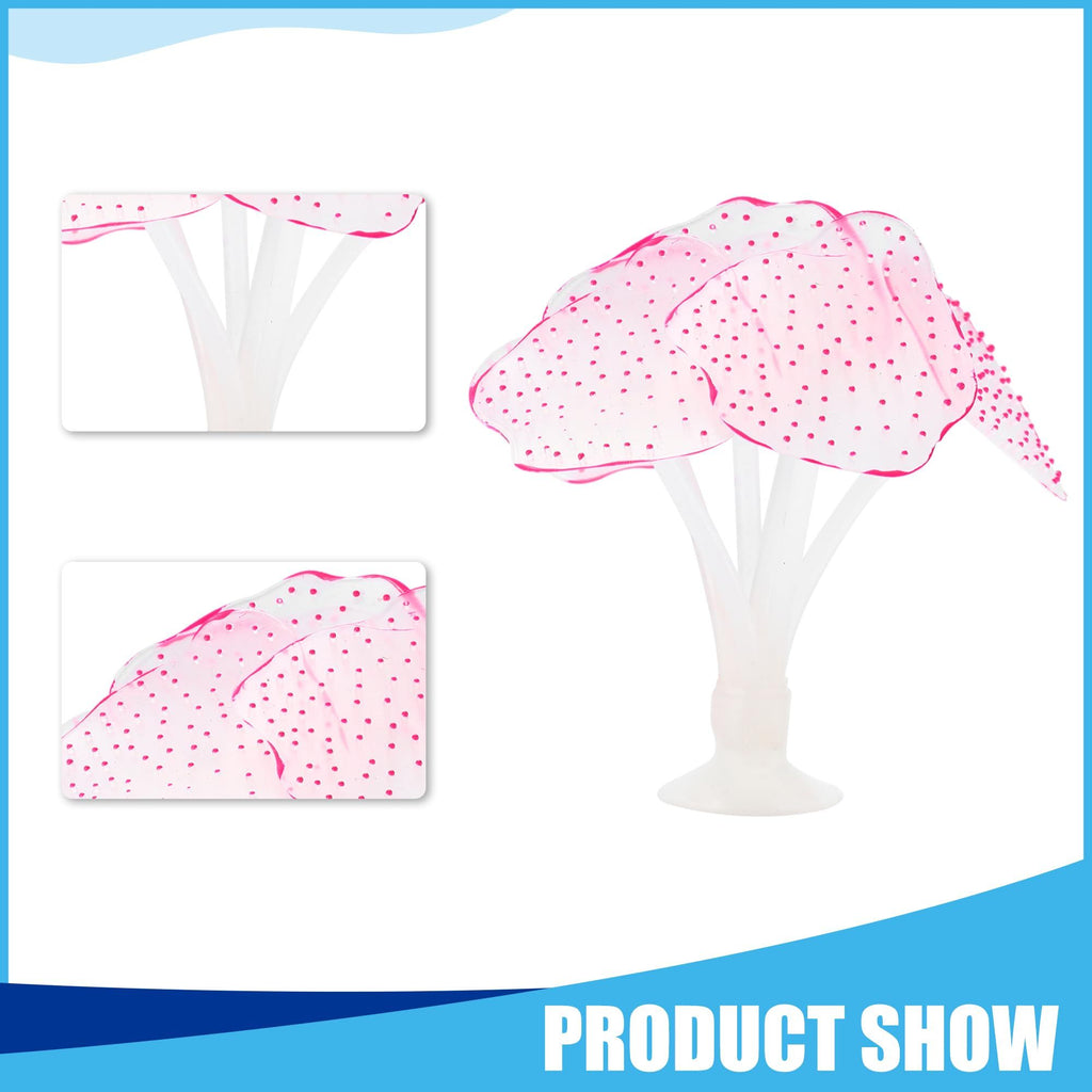 Silicone Glowing Simulaion Coral, Fluorescence Aquatic Artificial Coral for Aquarium Create beautiful scenery in your fish(Pink)