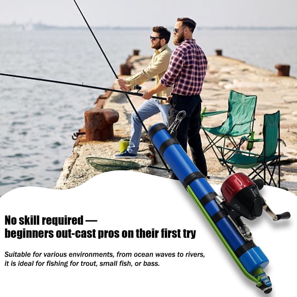 Fishing Catapult Rod, 15In Professional Sling Shot Fishing Reel Pole, Saltwater and Freshwater Great Gear for Traveling Anglers