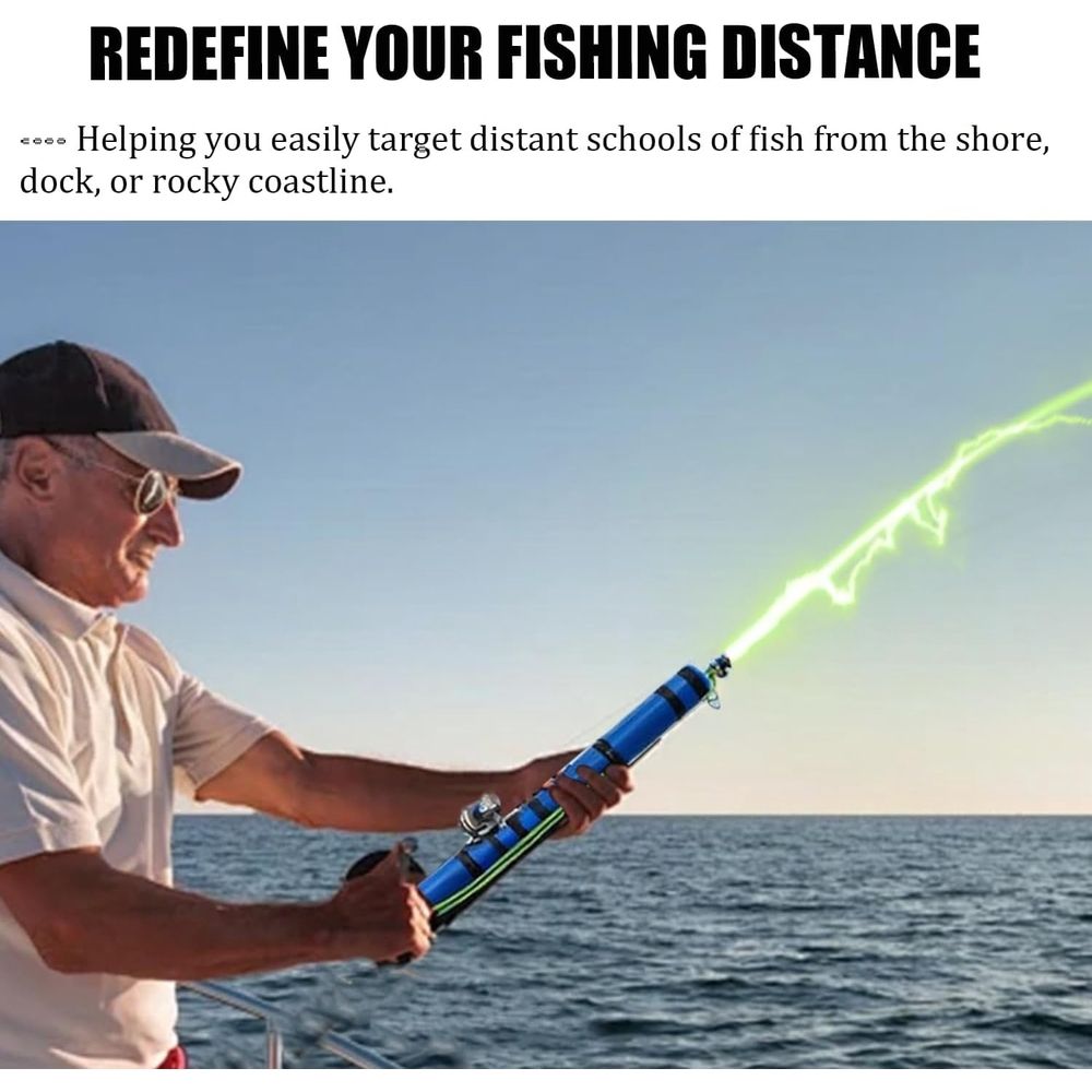 Fishing Catapult Rod, 15In Professional Sling Shot Fishing Reel Pole, Saltwater and Freshwater Great Gear for Traveling Anglers