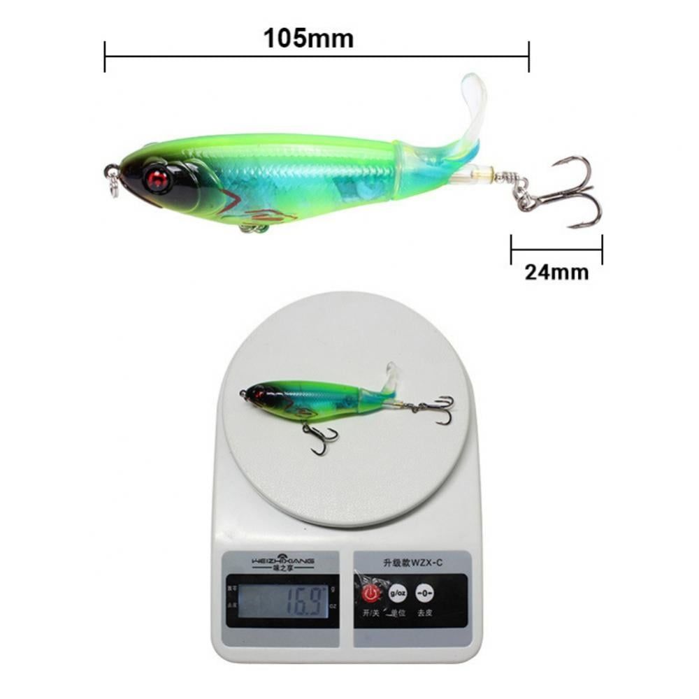 3PCS  Topwater Fishing Lure Artificial Hard Bait 3D Eyes Plopper With Soft Rotating Tail Fishing Tackle