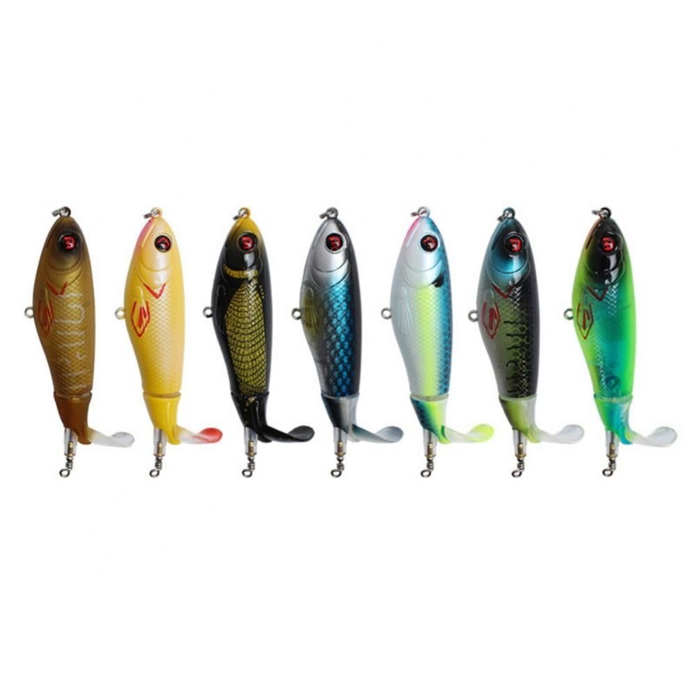 3PCS  Topwater Fishing Lure Artificial Hard Bait 3D Eyes Plopper With Soft Rotating Tail Fishing Tackle