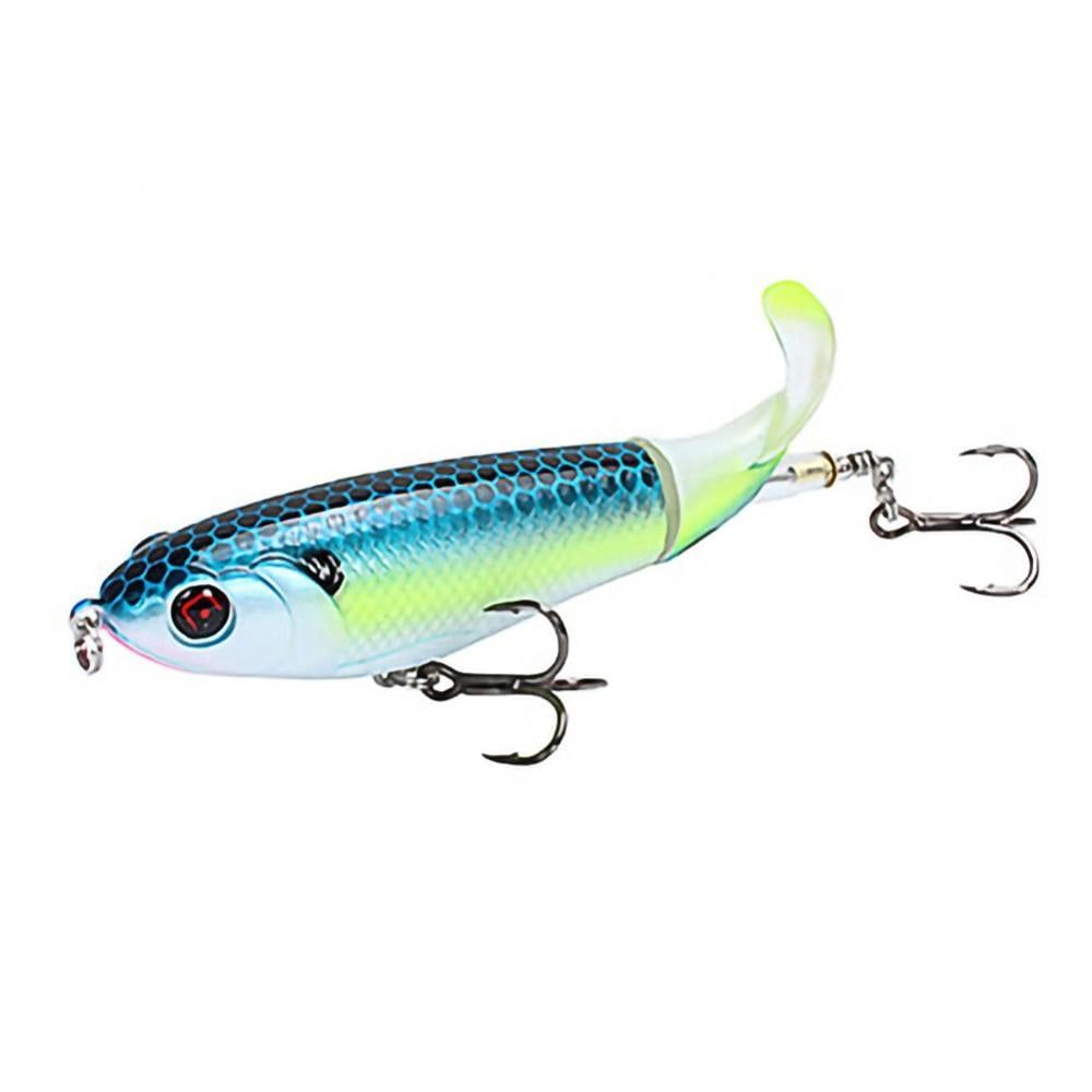 3PCS  Topwater Fishing Lure Artificial Hard Bait 3D Eyes Plopper With Soft Rotating Tail Fishing Tackle
