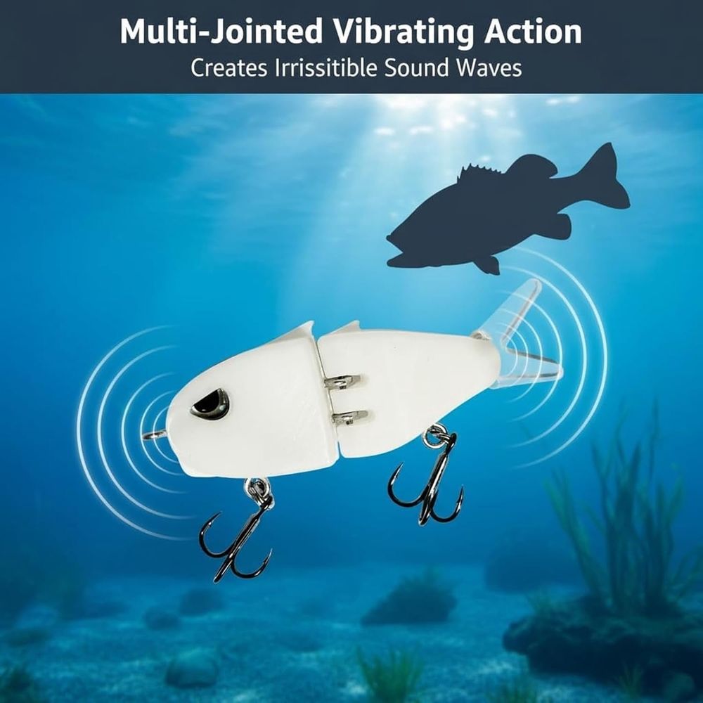 Glide Bait, Raptor Glide Bait with Freshwater Saltwater Multi Jointed Swimbait Wobbler, Wide S Motion Smooth Baits with Double Hook for Bass Pike Fishing
