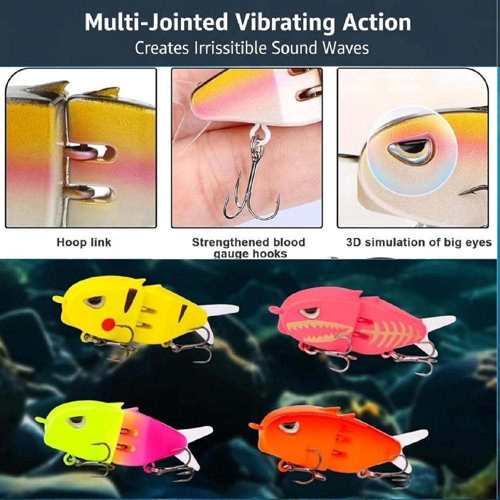 Glide Bait, Raptor Glide Bait with Freshwater Saltwater Multi Jointed Swimbait Wobbler, Wide S Motion Smooth Baits with Double Hook for Bass Pike Fishing