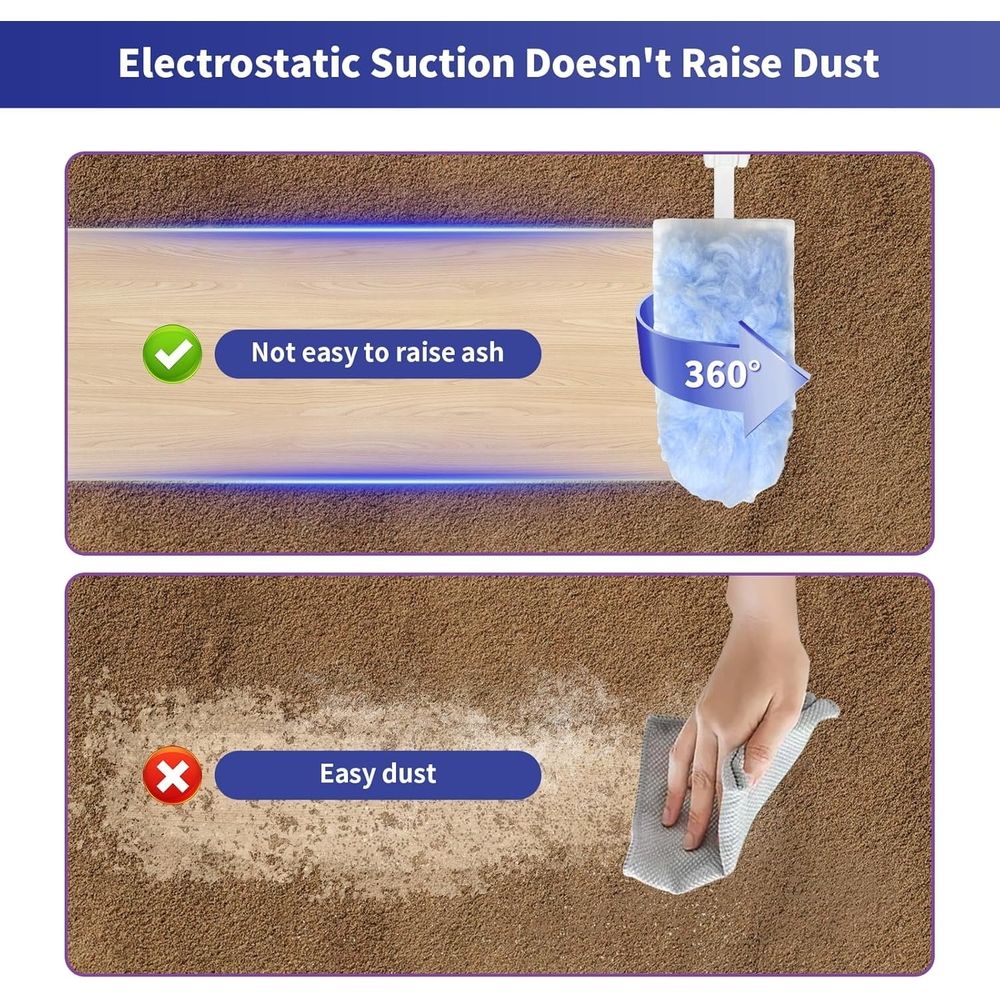 30 Count Heavy Duty Duster Refills with Extendable Handle Starter Kit,360° Disposable Microfiber Feather Dusters