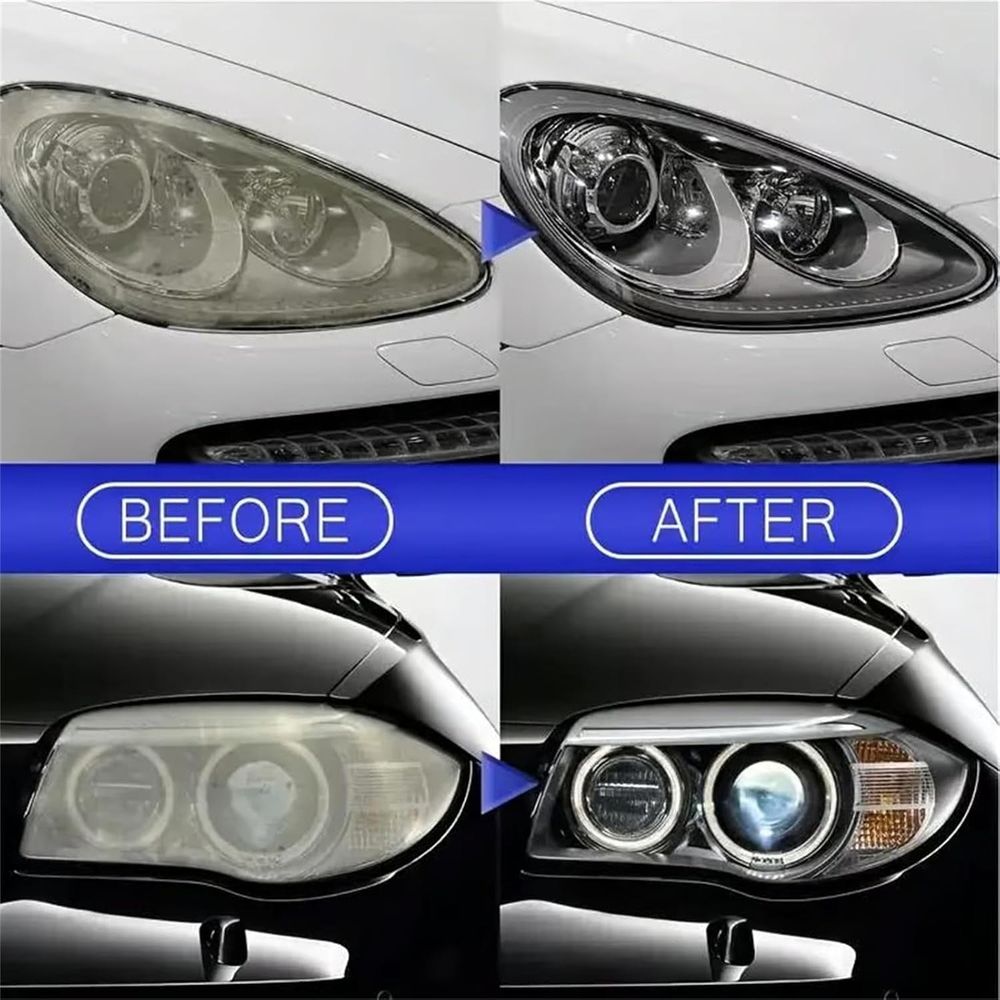 Headlight Rejuvenator, 180 Ml Headlight Restoration Polish,  HeadlightRestoration Spray, LiquidHeadlight Renewal Repair Agent, Auto Lights Restorer with Towels