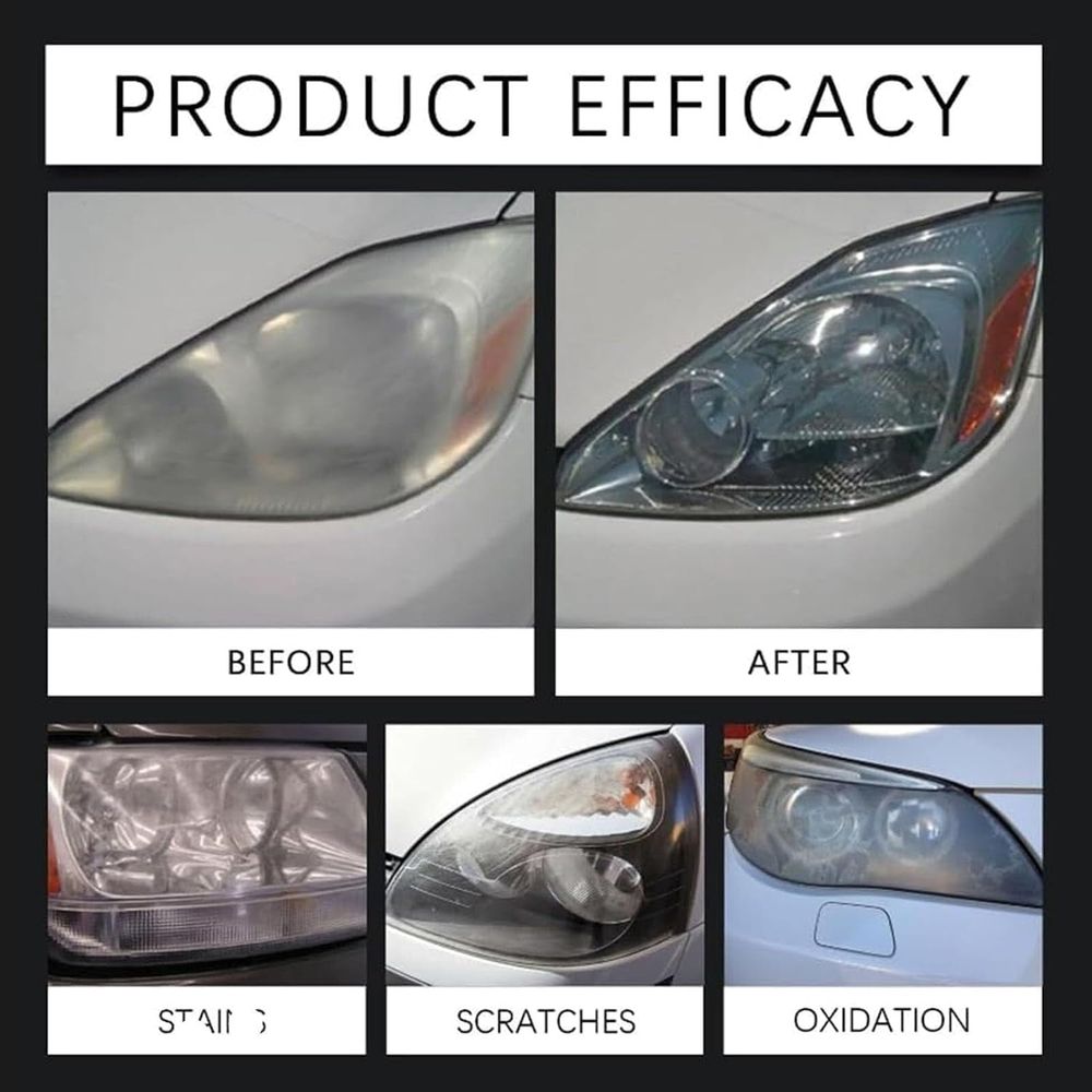 Headlight Restoration Spray Kit with Clear Coat & Polishing Sponge, Professional Headlight Cleaner and Restorer for Oxidized, Yellowed, and Cloudy Automotive Headlights