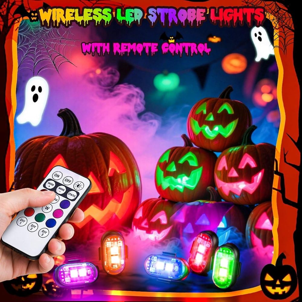 12PCS Wireless Led Strobe Lights, Wireless LED Strobe Lights with Remote Control, 7 Colors IP65 Waterproof USB High Brightness Anti-Collision for Car Motorcycle Drone