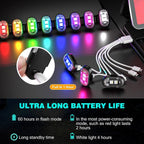 12PCS Wireless Led Strobe Lights, Wireless LED Strobe Lights with Remote Control, 7 Colors IP65 Waterproof USB High Brightness Anti-Collision for Car Motorcycle Drone
