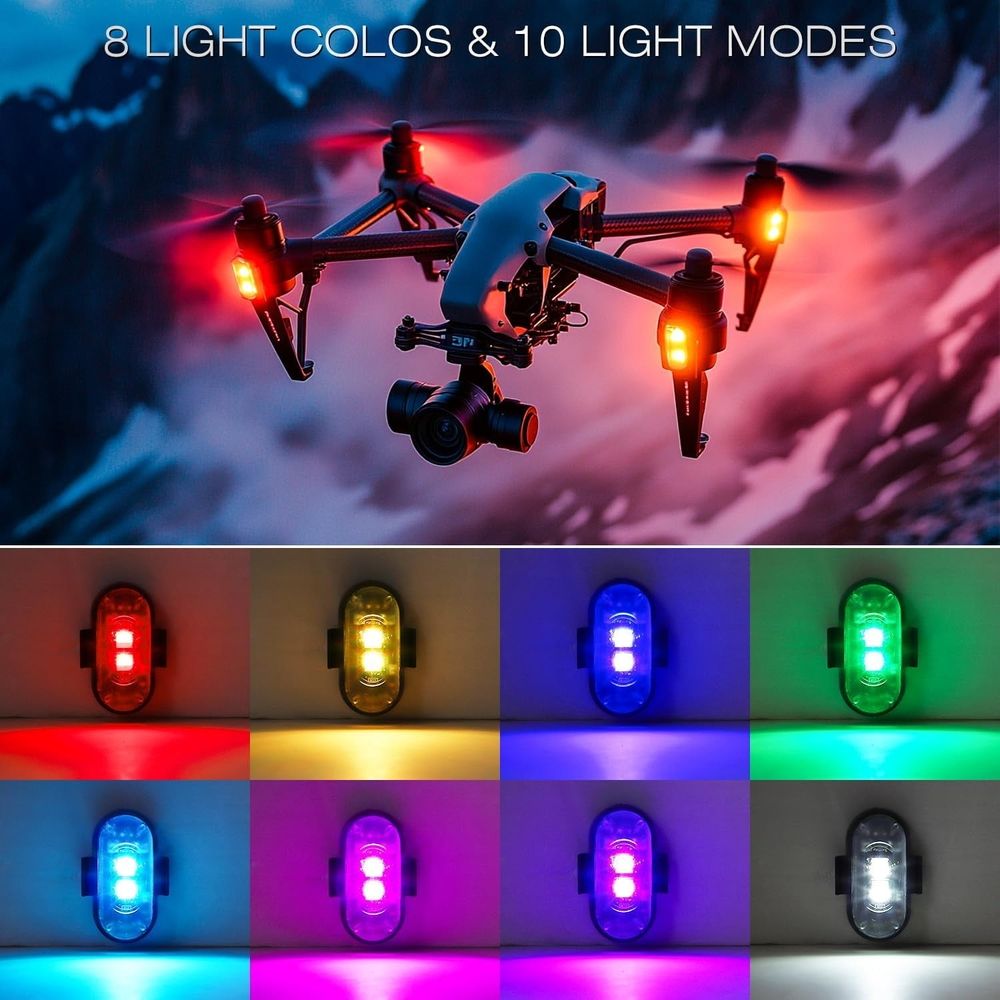 12PCS Wireless Led Strobe Lights, Wireless LED Strobe Lights with Remote Control, 7 Colors IP65 Waterproof USB High Brightness Anti-Collision for Car Motorcycle Drone