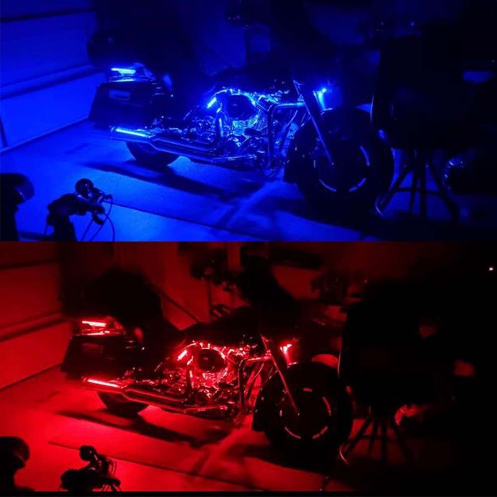 Motorcycle LED Light Kit | 12V Flexible Waterproof Neon Strip Lights | Multi-Color RGB with App & Remote Control | 8 Colors & 16 Modes | For Bikes & ATVs