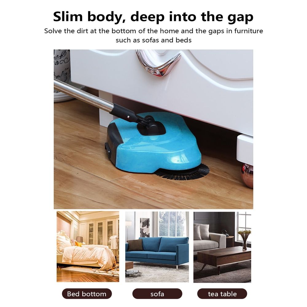 Hand Push Sweeper | Dry Sweep and Wet Drag Floor Cleaner with 2 Corner Brushes | Lightweight Manual Sweeping Mopping Machine for Hard Floors | Home, Office, and Apartment Cleaning Tool for Pet Hair
