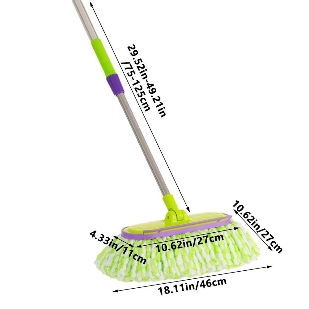 Car Wash Mop Soft Bristle Brush with Telescopic Long Pole - Adjustable Car Cleaning Tool for Auto Detailing, Truck, RV - Non-Scratch Scratch-Free Car Wash Brush for Home Garage Use